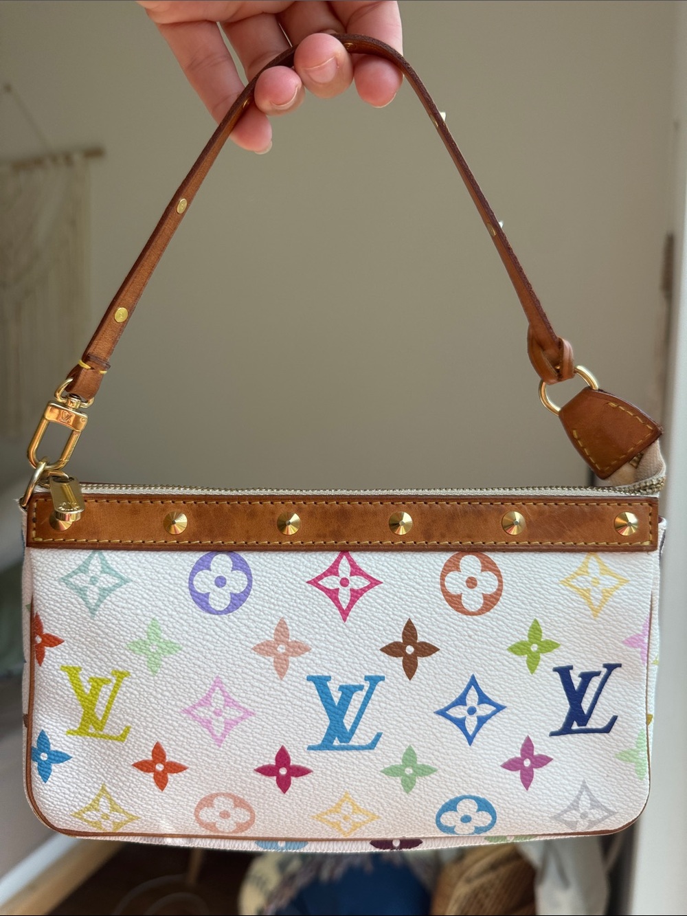 Louis Vuitton White Multicolor Pochette Accessoires Murakami Limited Edition Y2K